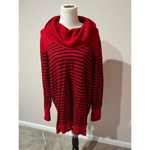 Lauren Ralph Lauren women red striped sweater long sleeve plus size 2X - Picture 2 of 8